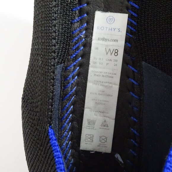 Rothys The Point Toe Knit Ballet Flats Shoes Black With Blue Trim Women Size 8 - Picture 5 of 7